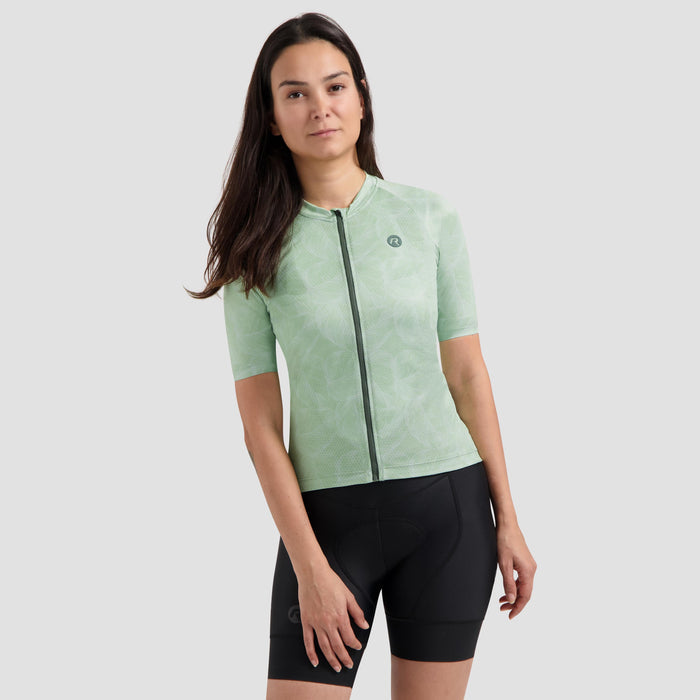 Rogelli Essential Graphic II fietsshirt dames mint korte mouw gedragen voorkant.