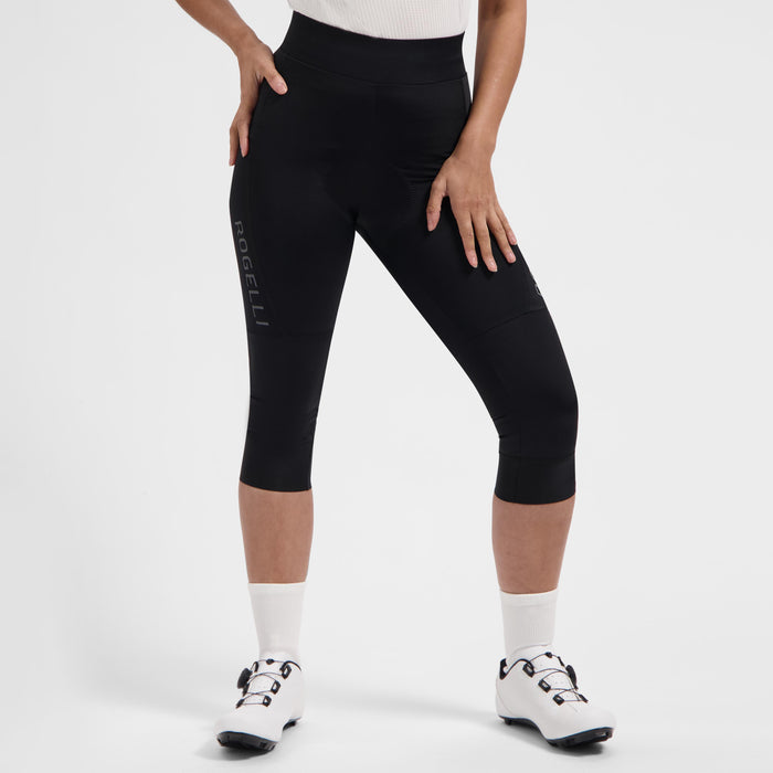 Rogelli Essential III driekwart fietsbroek dames zwart gedragen voorkant.