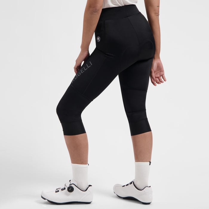 Rogelli Essential III driekwart fietsbroek dames zwart gedragen achterkant.