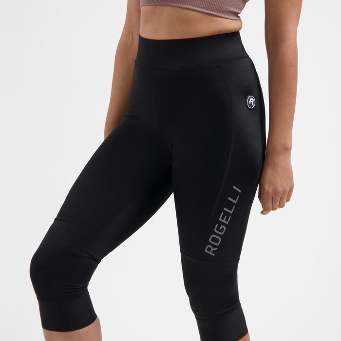 Detail van Rogelli Essential III driekwart fietsbroek dames zwart voorkant.