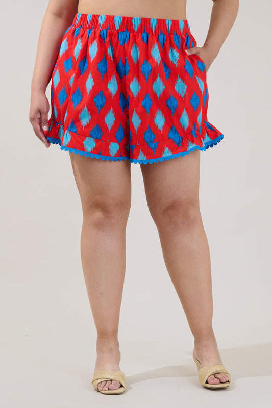Evel Ruffle Shorts Abstract Curve