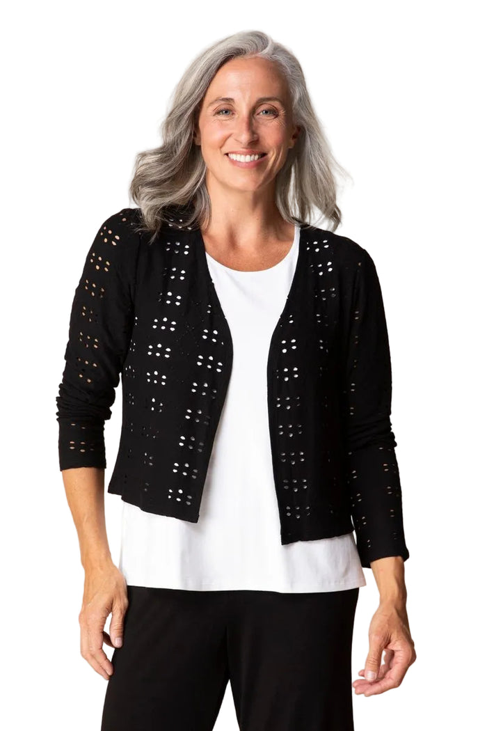 Eyelet Blooms Open Front Jacket - 56931