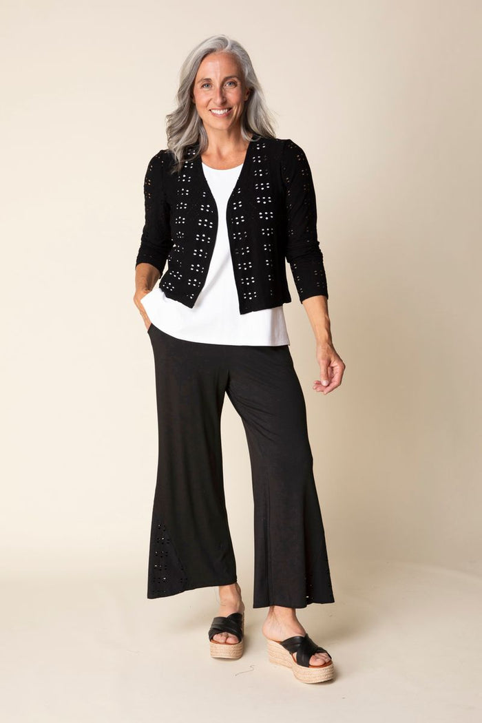 Eyelet Blooms Open Front Jacket - 56931