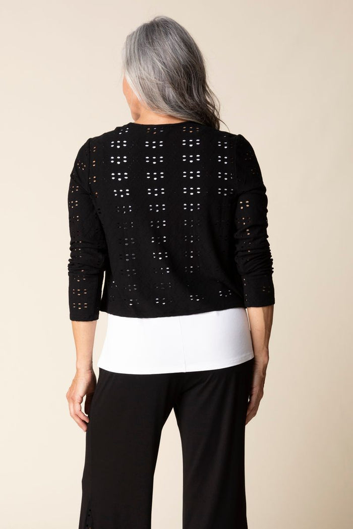 Eyelet Blooms Open Front Jacket - 56931