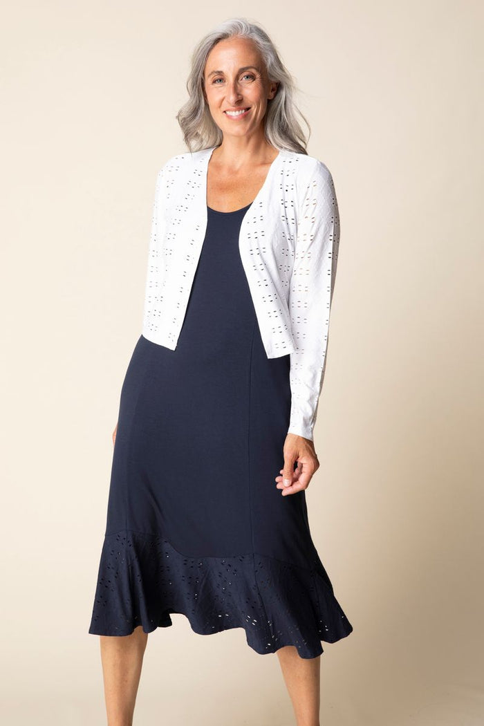 Eyelet Blooms Open Front Jacket - 56931
