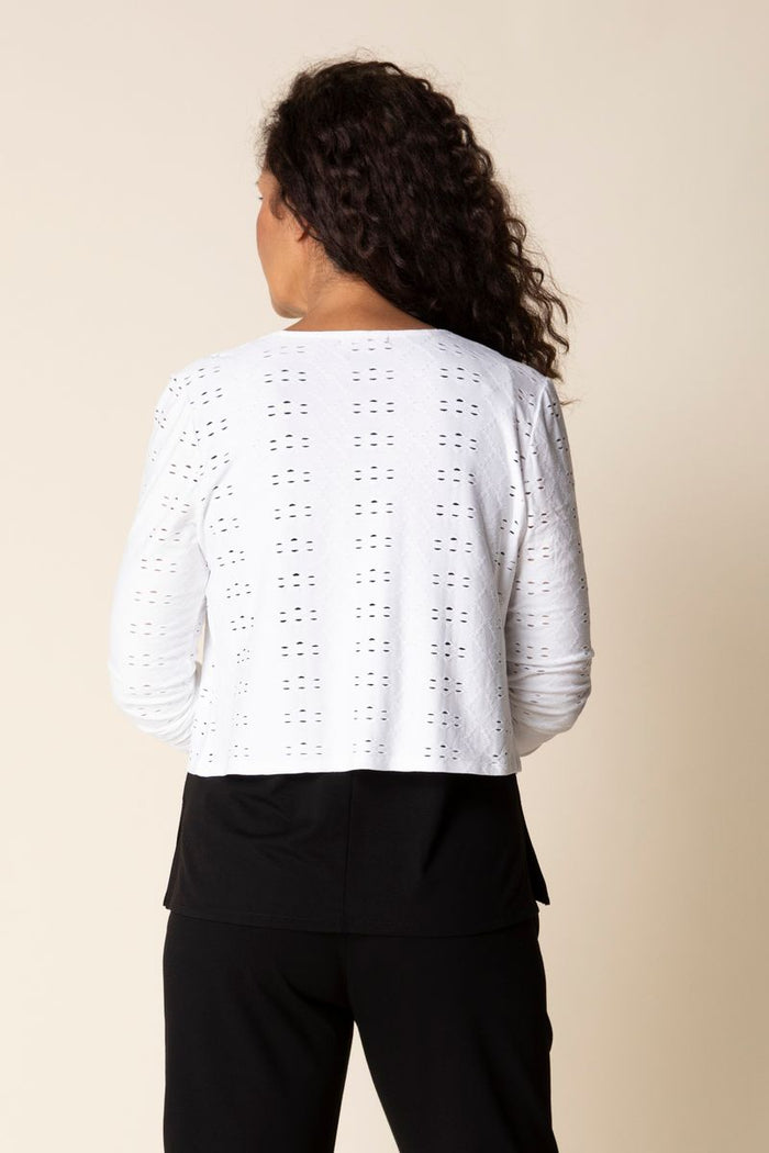 Eyelet Blooms Open Front Jacket - 56931