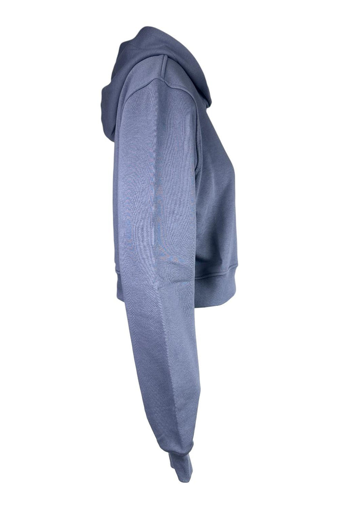 felpa donna a scatola con cappuccio in cotone aviazione