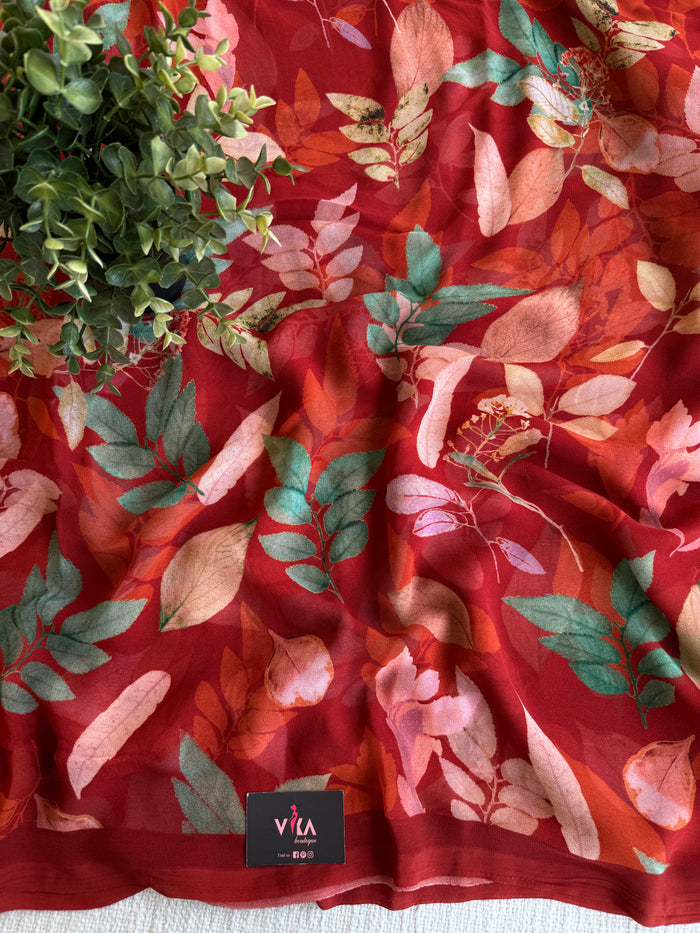 Floral printed georgette saree