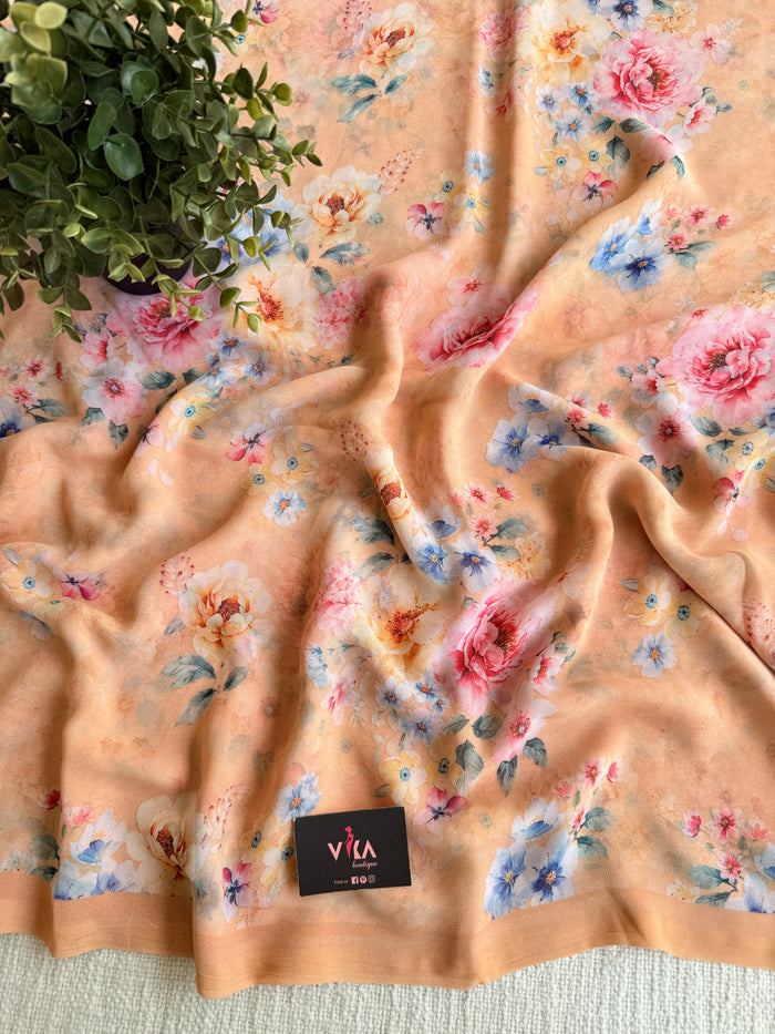 Floral printed georgette saree