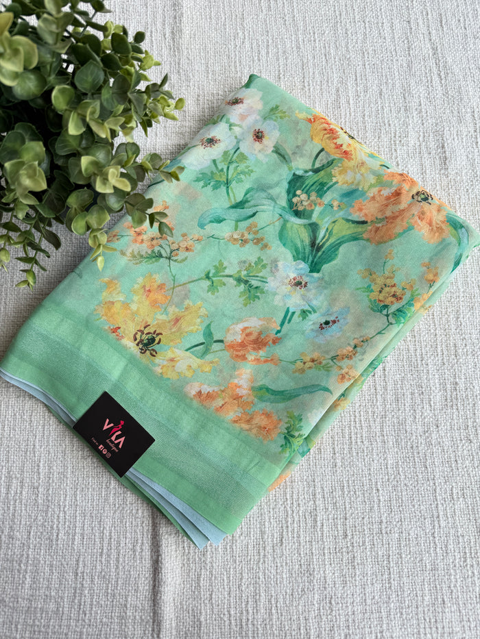 Floral printed georgette saree