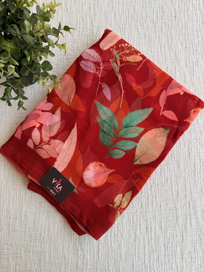 Floral printed georgette saree