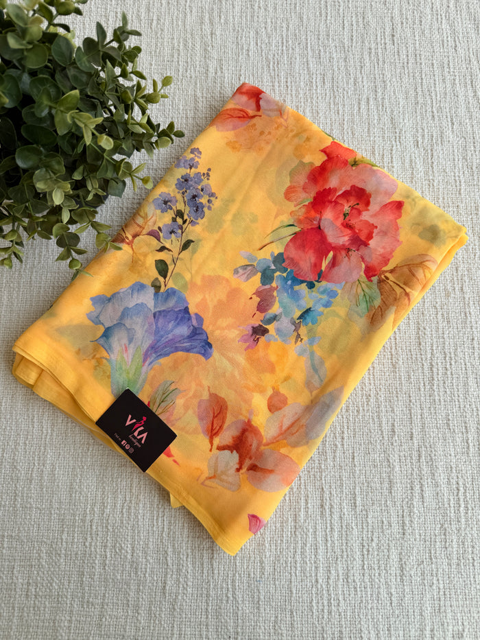 Floral printed georgette saree