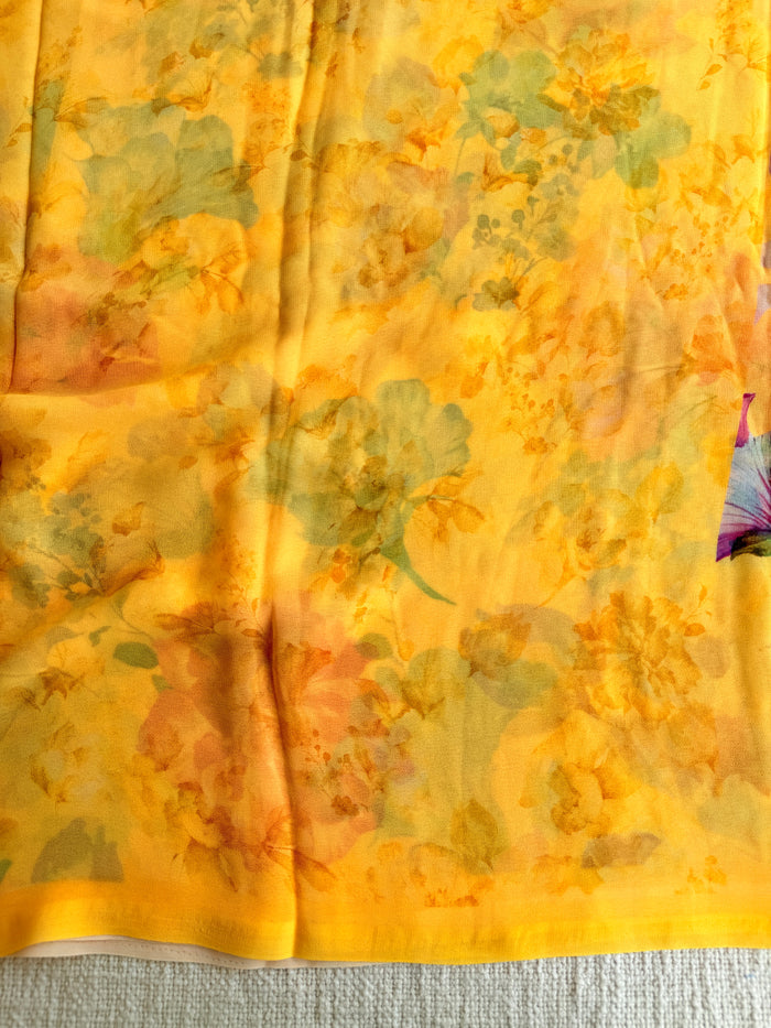 Floral printed georgette saree