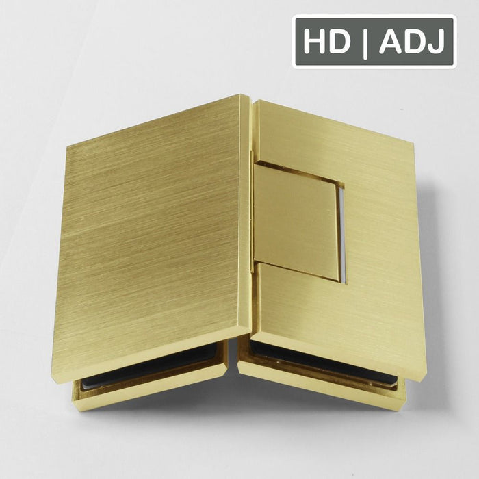 Forge Frameless Shower Hinge Heavy Duty Adjustable Glass to Glass 135 Degrees - NERO Brushed Gold - Image 1