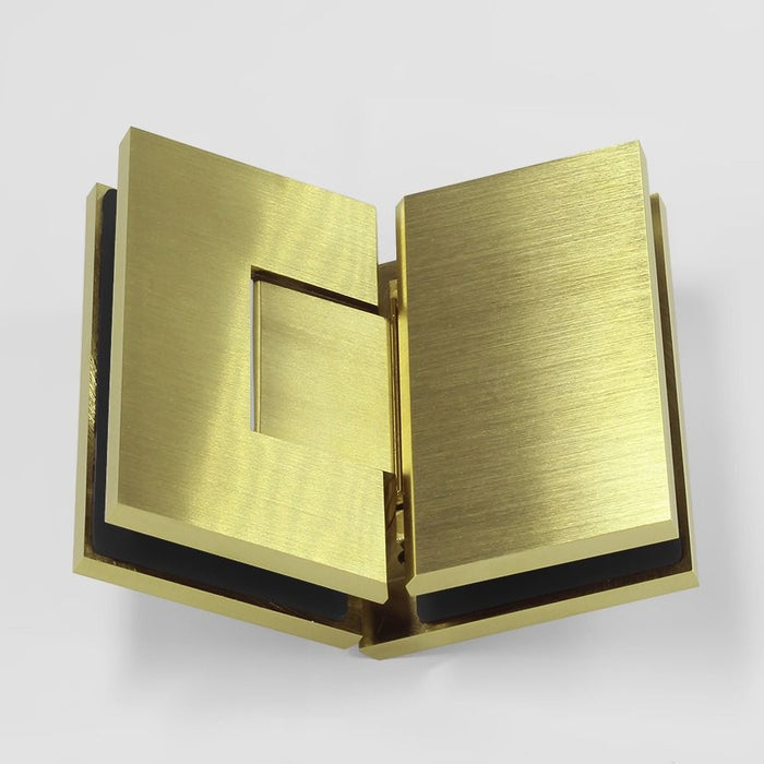 Forge Frameless Shower Hinge Heavy Duty Adjustable Glass to Glass 135 Degrees - NERO Brushed Gold - Image 2