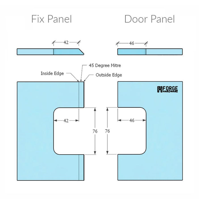 Forge Frameless Shower Hinge Heavy Duty Adjustable Glass to Glass 135 Degrees - NERO Brushed Gold - Image 5