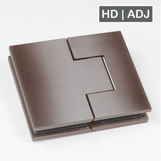 Forge Frameless Shower Hinge Heavy Duty Adjustable Glass to Glass 180 Degrees - NERO Brushed Bronze - Image 1