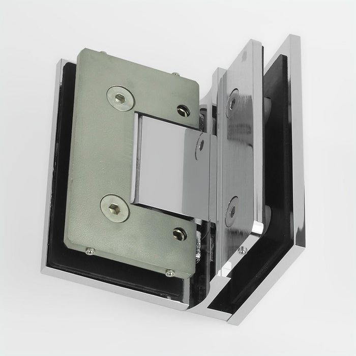 Forge Frameless Shower Hinge Heavy Duty Adjustable Glass to Glass 90 Degrees - Chrome - Image 3