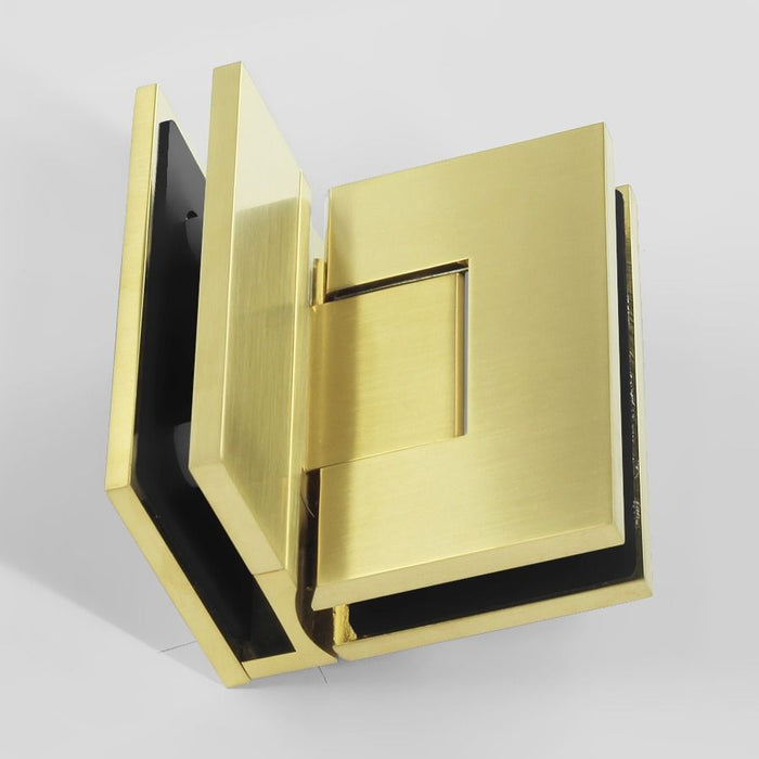Forge Frameless Shower Hinge Heavy Duty Adjustable Glass to Glass 90 Degrees - NERO Brushed Gold - Image 2