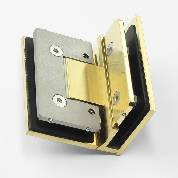 Forge Frameless Shower Hinge Heavy Duty Adjustable Glass to Glass 90 Degrees - NERO Brushed Gold - Image 3