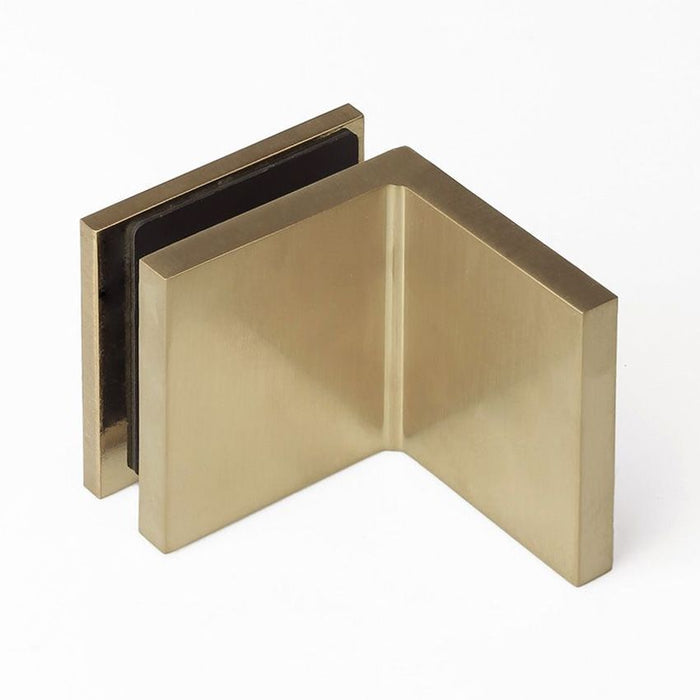 Forge Frameless Shower Screen Bracket Glass to Wall 90 Degrees Adjustable - Brushed Brass - Image 1