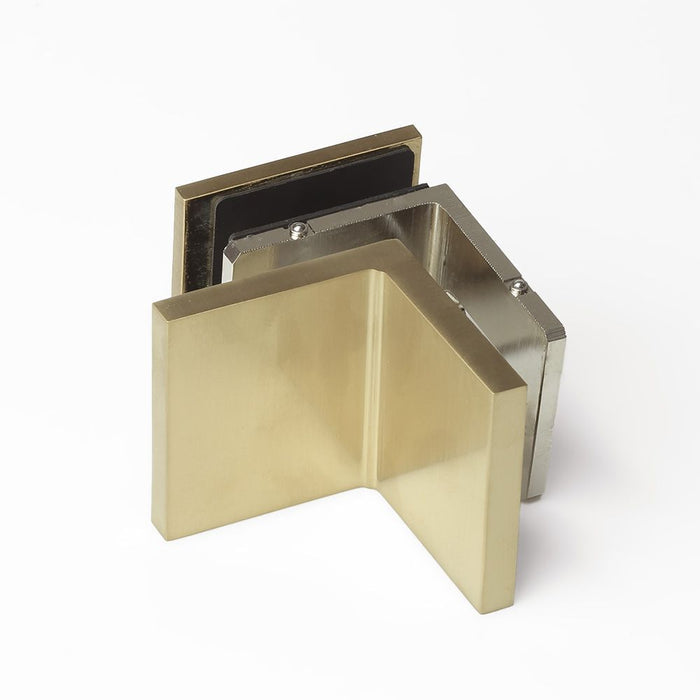 Forge Frameless Shower Screen Bracket Glass to Wall 90 Degrees Adjustable - Brushed Brass - Image 2