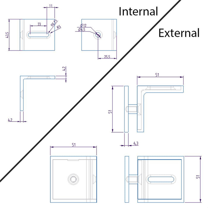 Forge Frameless Shower Screen Bracket Glass to Wall 90 Degrees Adjustable - Brushed Brass - Image 3