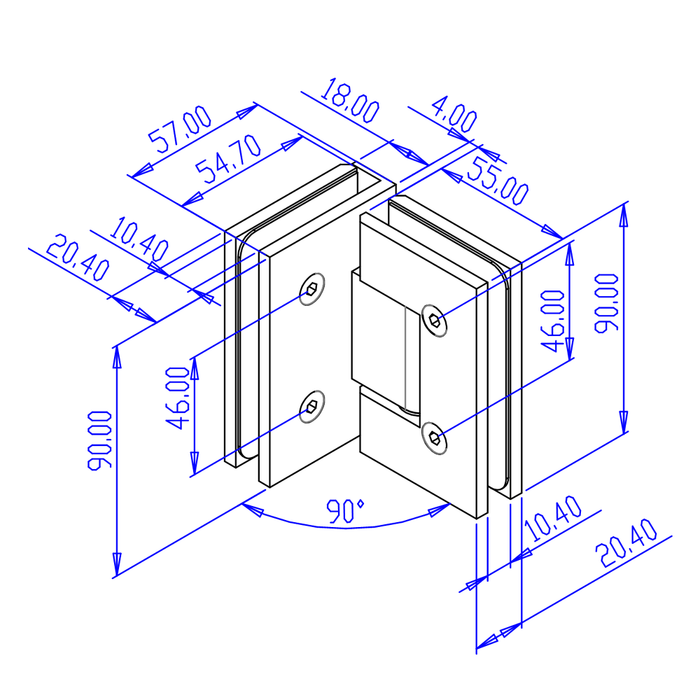 FORGE SHOWER HINGE GLASS TO GLASS 90 Degrees 10mm glass - Image 13