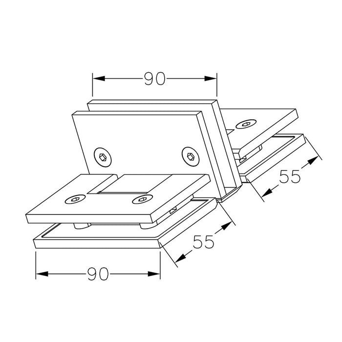 FORGE SHOWER HINGE GLASS TO GLASS BACK TO BACK 10mm glass - Image 7