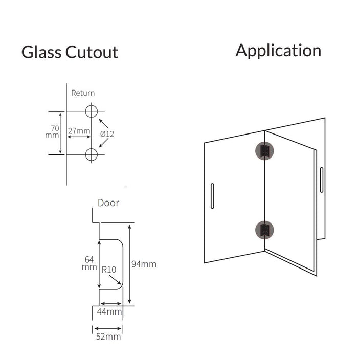 FORGE SHOWER HINGE GLASS TO GLASS BACK TO BACK 10mm glass - Image 8