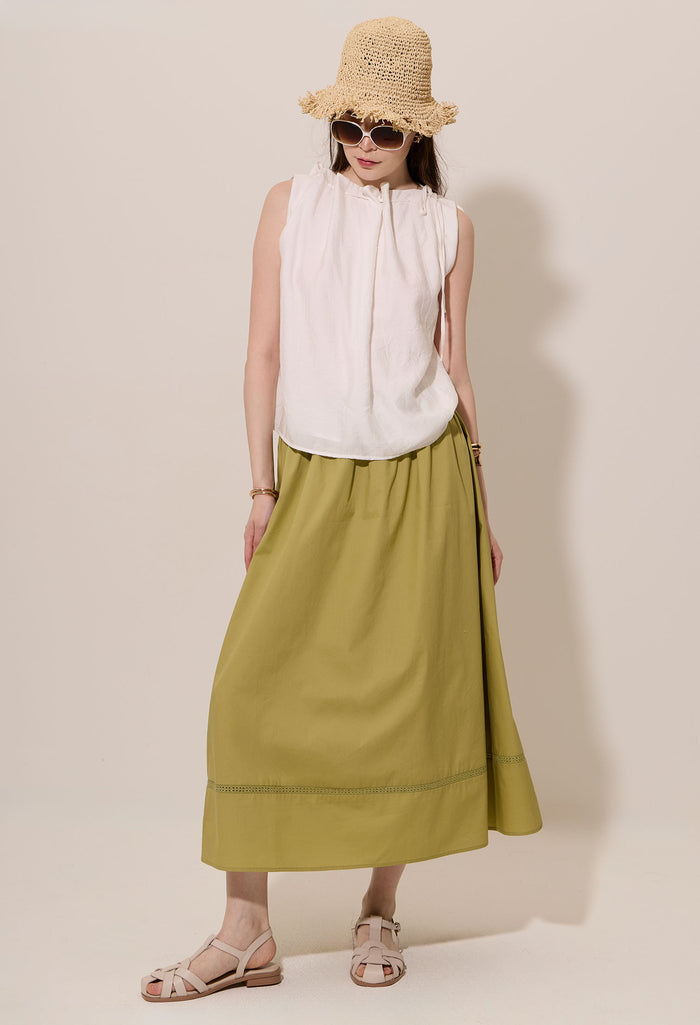 Gathered High-Neck Sleeveless Top