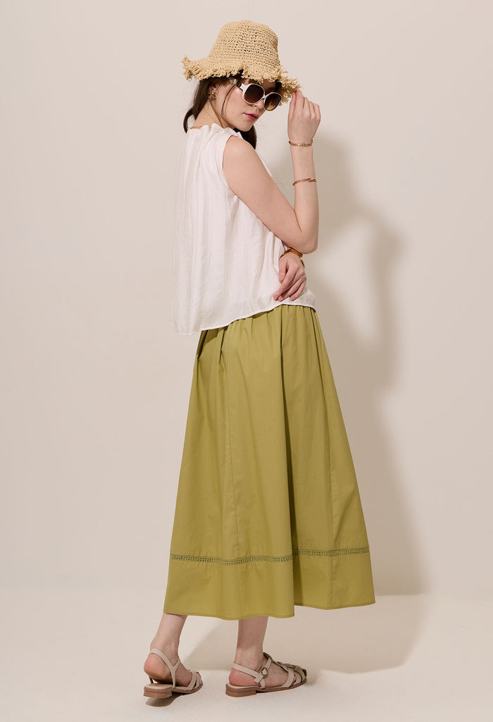 Gathered High-Neck Sleeveless Top