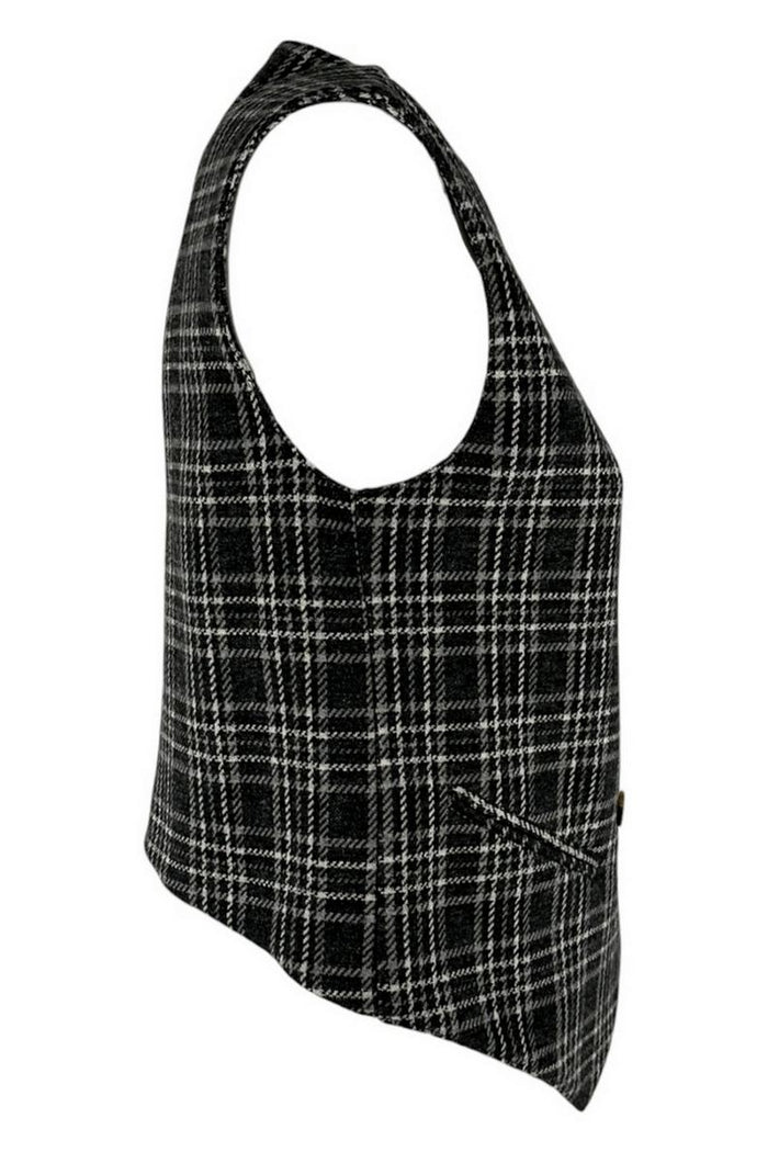 Gilet donna doppiopetto fantasia galles bianco e nero