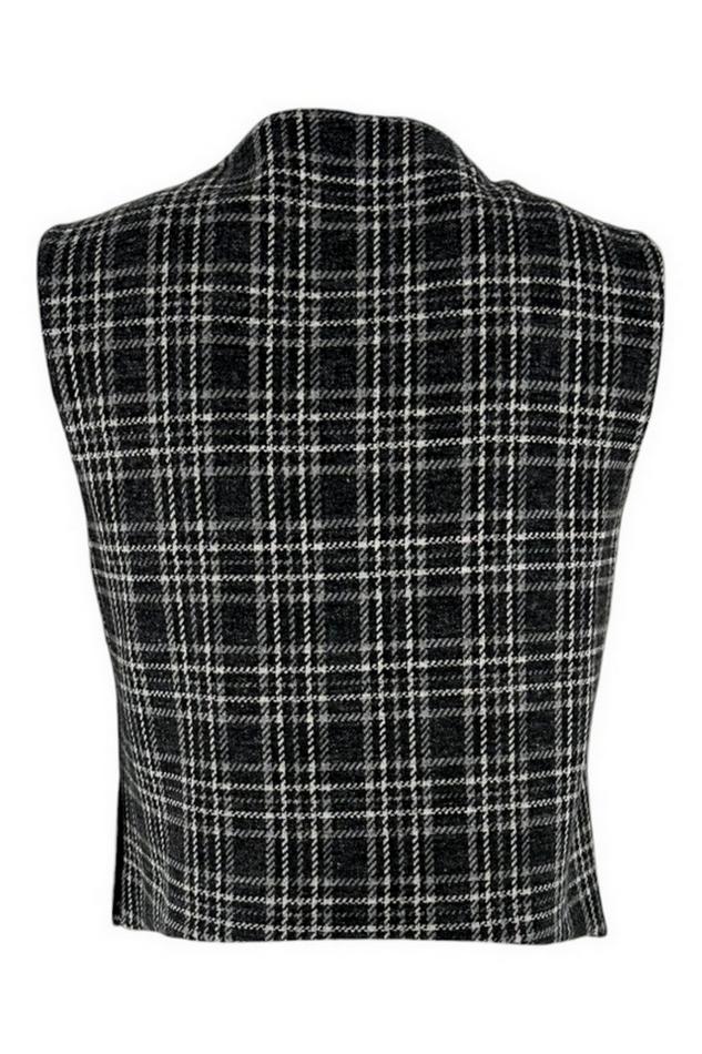 Gilet donna doppiopetto fantasia galles bianco e nero