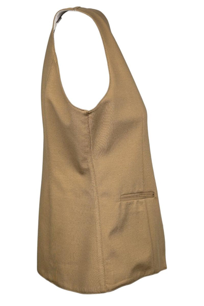 gilet donna in filo di scozia cammello