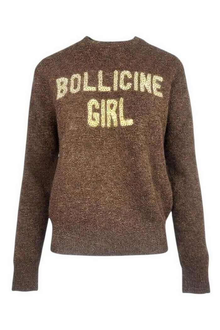 girocollo donna marrone con scritta bollicine girl