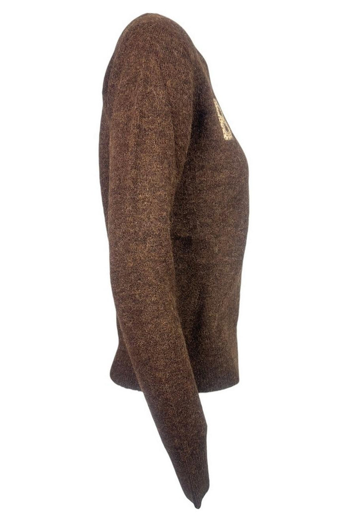 girocollo donna marrone con scritta bollicine girl