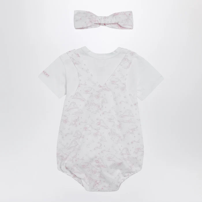 Givenchy - White/pink cotton romper with headband