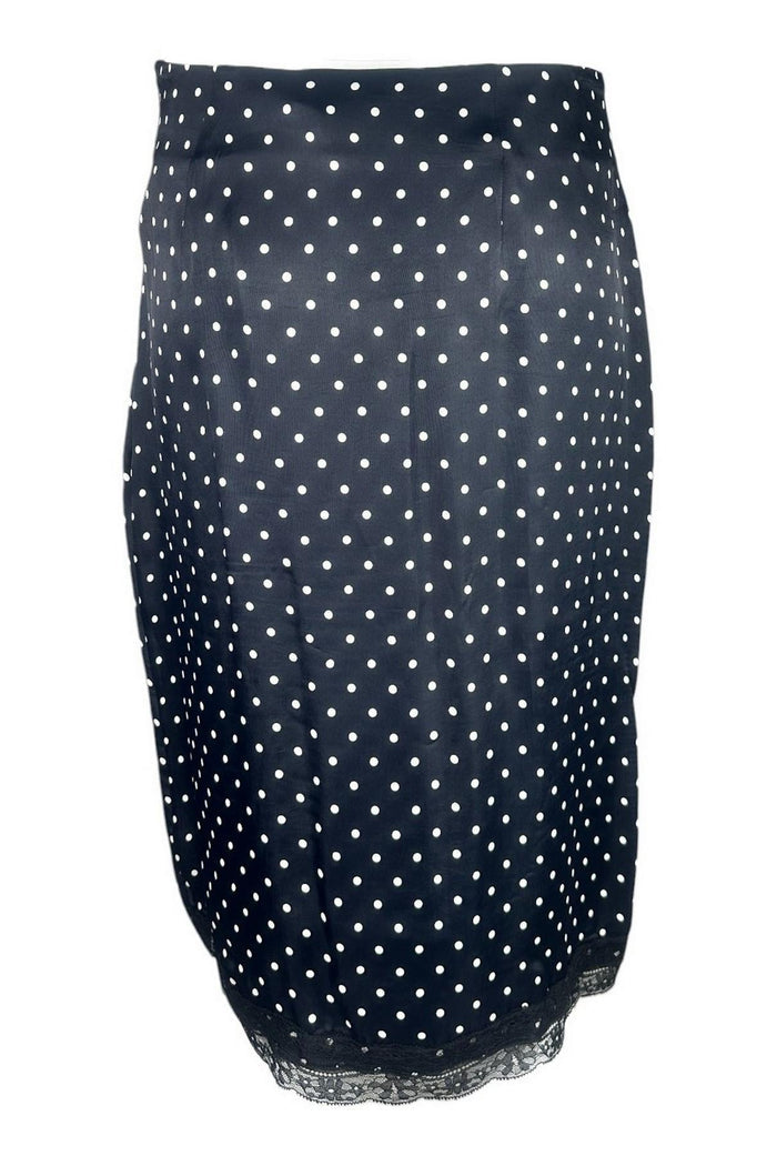 gonna donna in raso a pois nero e bianco