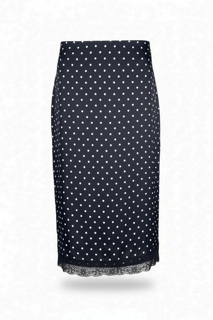 gonna donna in raso a pois nero e bianco