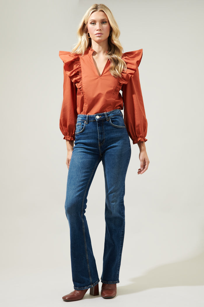Grayson Ruffle Split Neck Top