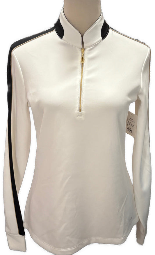 Greg Norman Women's Ivory Black & Gold Golf Pullover Size S