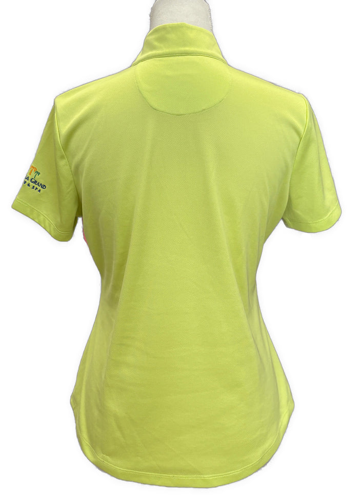 Greg Norman Women's Yellow Short Sleeve Top w/Navy Accents & Logo Size M
