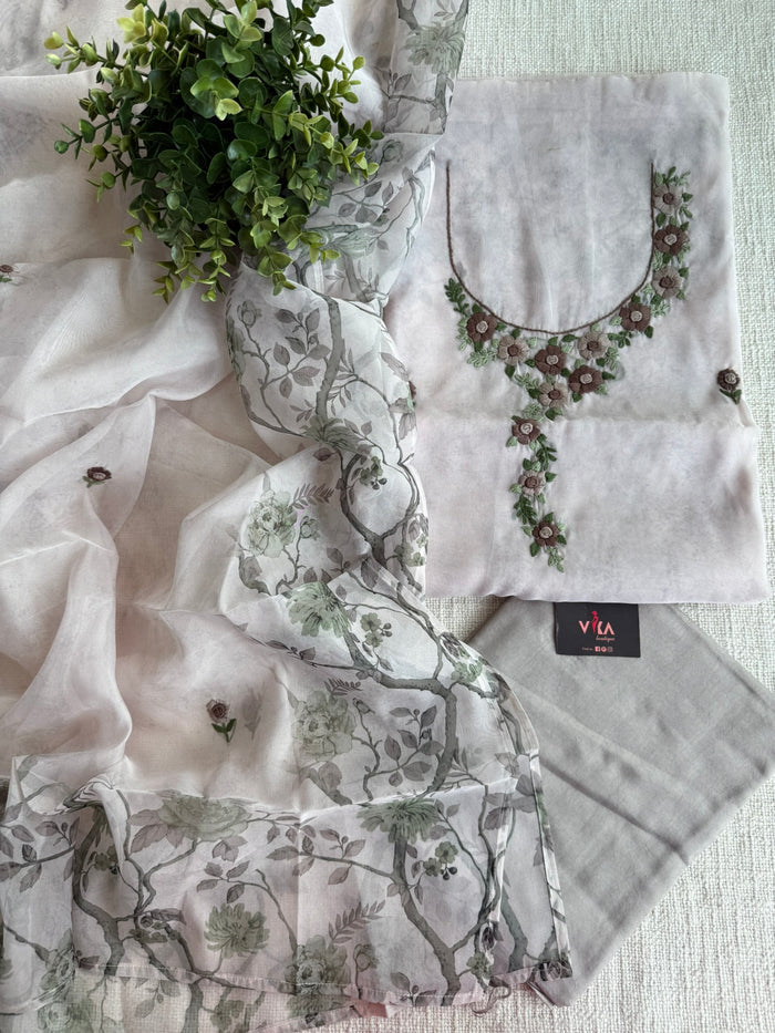 Hand emb organza salwar material