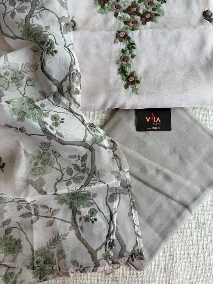 Hand emb organza salwar material