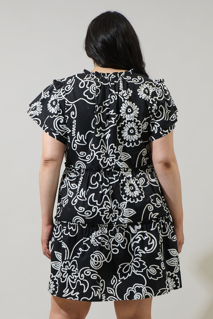 Haylie Floral Empire Tiered Mini Dress Curve
