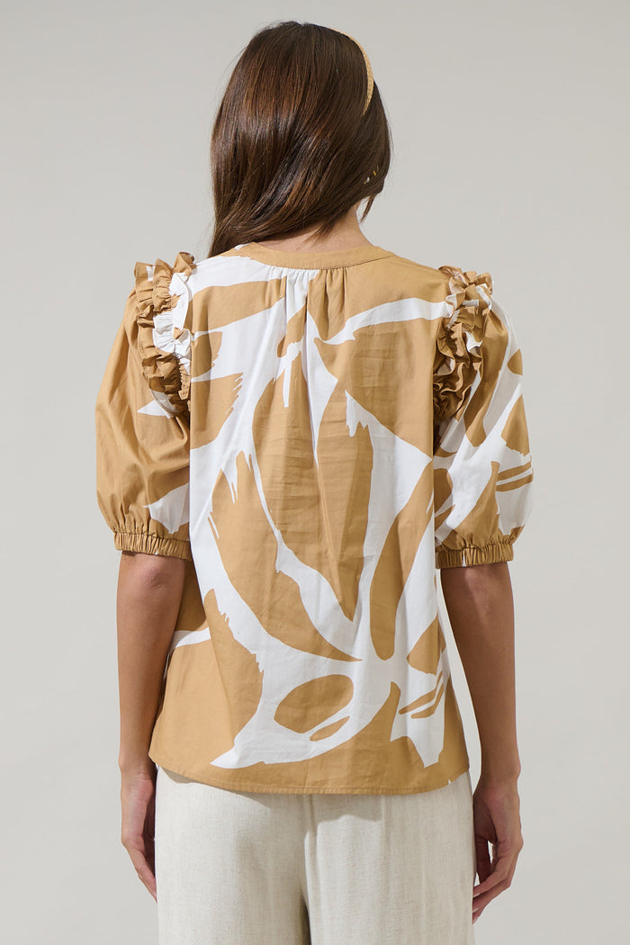 Hazel Abstract Noche Tie Neck Blouse