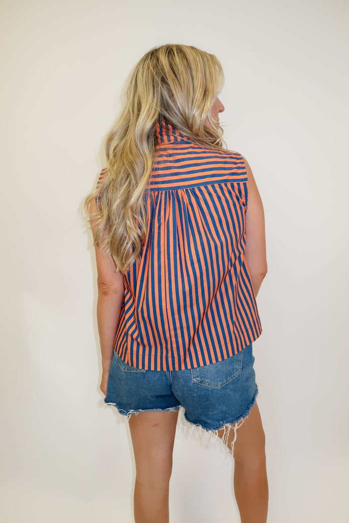 Headed Somewhere Striped Tie Neck Top - The Pink Tulip Clothing