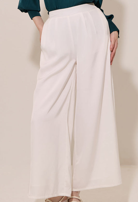 High-Waisted Front Pleat Palazzo Trousers