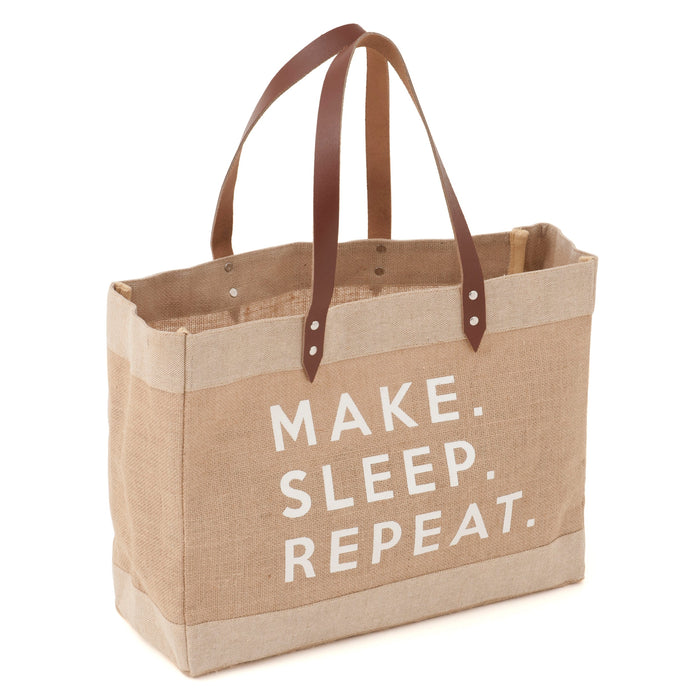 Hobby Gift: Craft Bag: Shoulder Tote (L): Make Sleep Repeat: Item size: (d/w/h) 17 x 44 x 33cm.